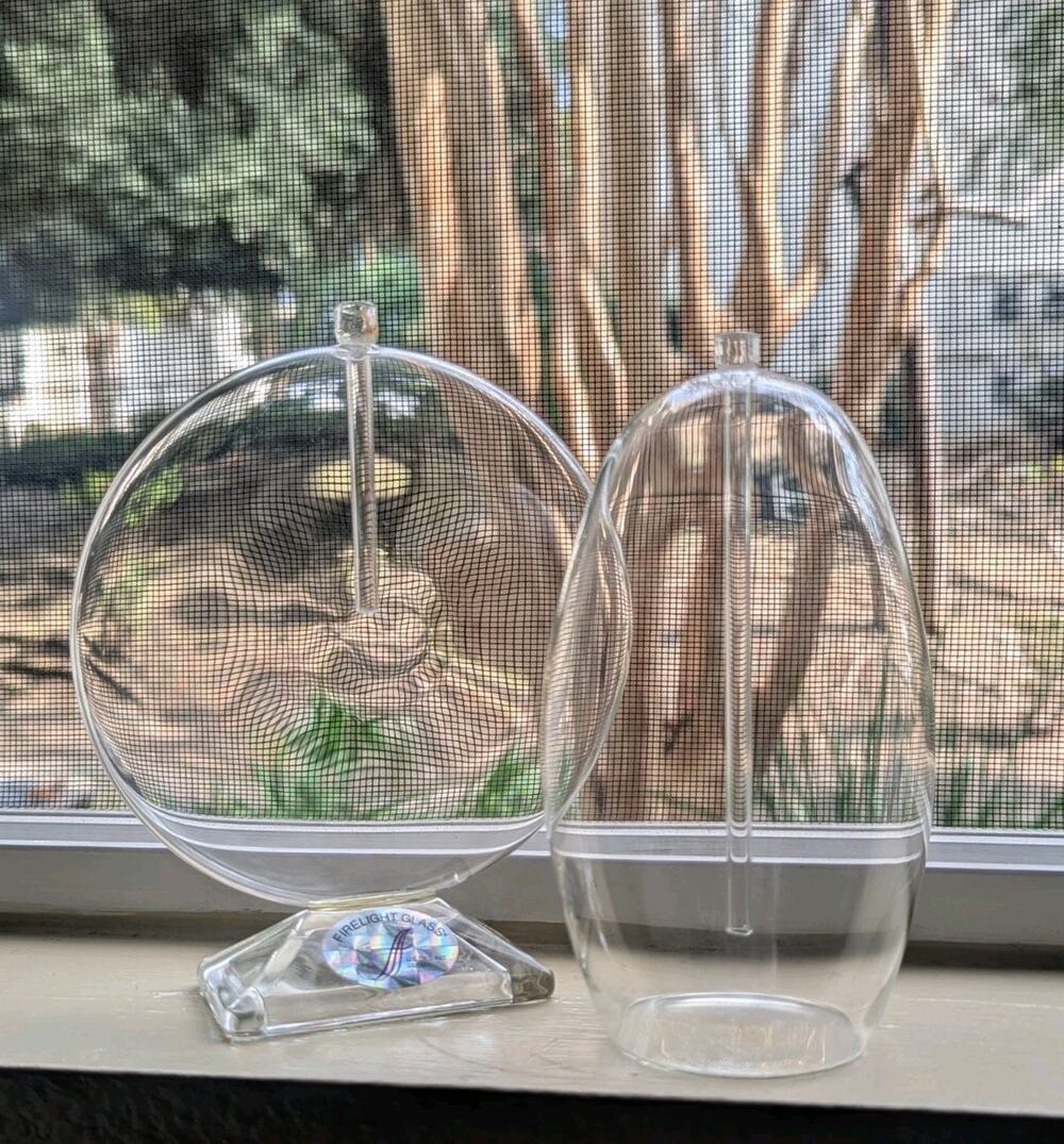 FIRELIGHT Art Glass Handblown OIL CANDLES LAMP POD TABLE LIGHT Lot 2 Emergency